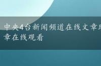 中央4台新闻频道在线文章现在，中央4台新闻频道文章在线观看