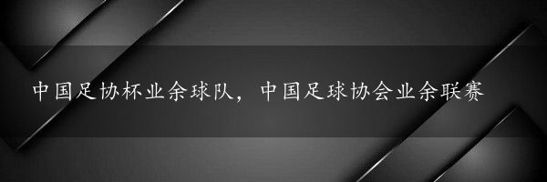 中国足协杯业余球队，中国足球协会业余联赛