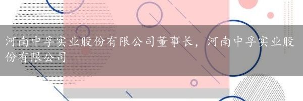 河南中孚实业股份有限公司董事长，河南中孚实业股份有限公司