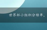 世界杯小组积分榜单，世界杯小组积分榜