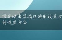 常见路由器端口映射设置方法有，常见路由器端口映射设置方法