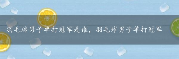 羽毛球男子单打冠军是谁，羽毛球男子单打冠军