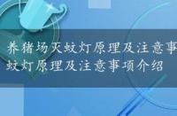 养猪场灭蚊灯原理及注意事项介绍怎么写，养猪场灭蚊灯原理及注意事项介绍