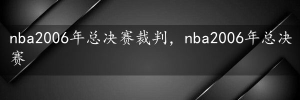 nba2006年总决赛裁判，nba2006年总决赛