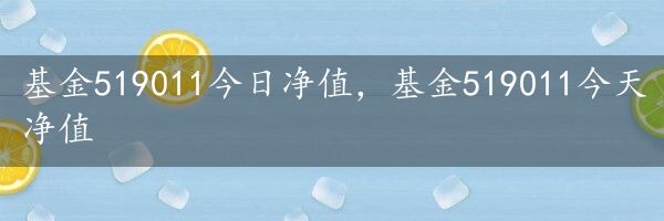 基金519011今日净值，基金519011今天净值