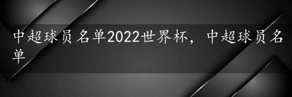 中超球员名单2022世界杯，中超球员名单