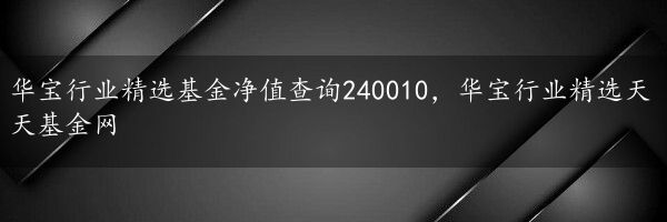 华宝行业精选基金净值查询240010，华宝行业精选天天基金网