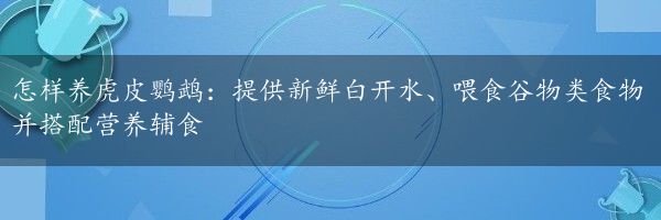 怎样养虎皮鹦鹉：提供新鲜白开水、喂食谷物类食物并搭配营养辅食